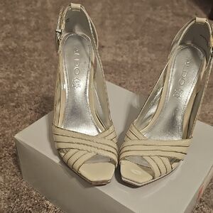 Aldo Cream Strappy Heels for Formal Occasions